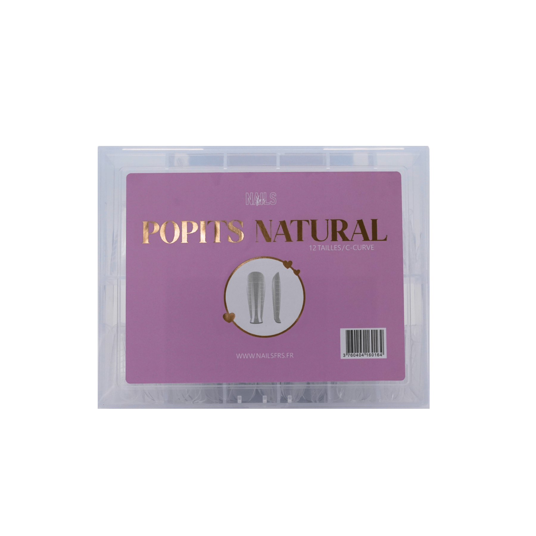 Coffret Popits Natural NAILS FRS, boîte de rangement 12 tailles et C-curve