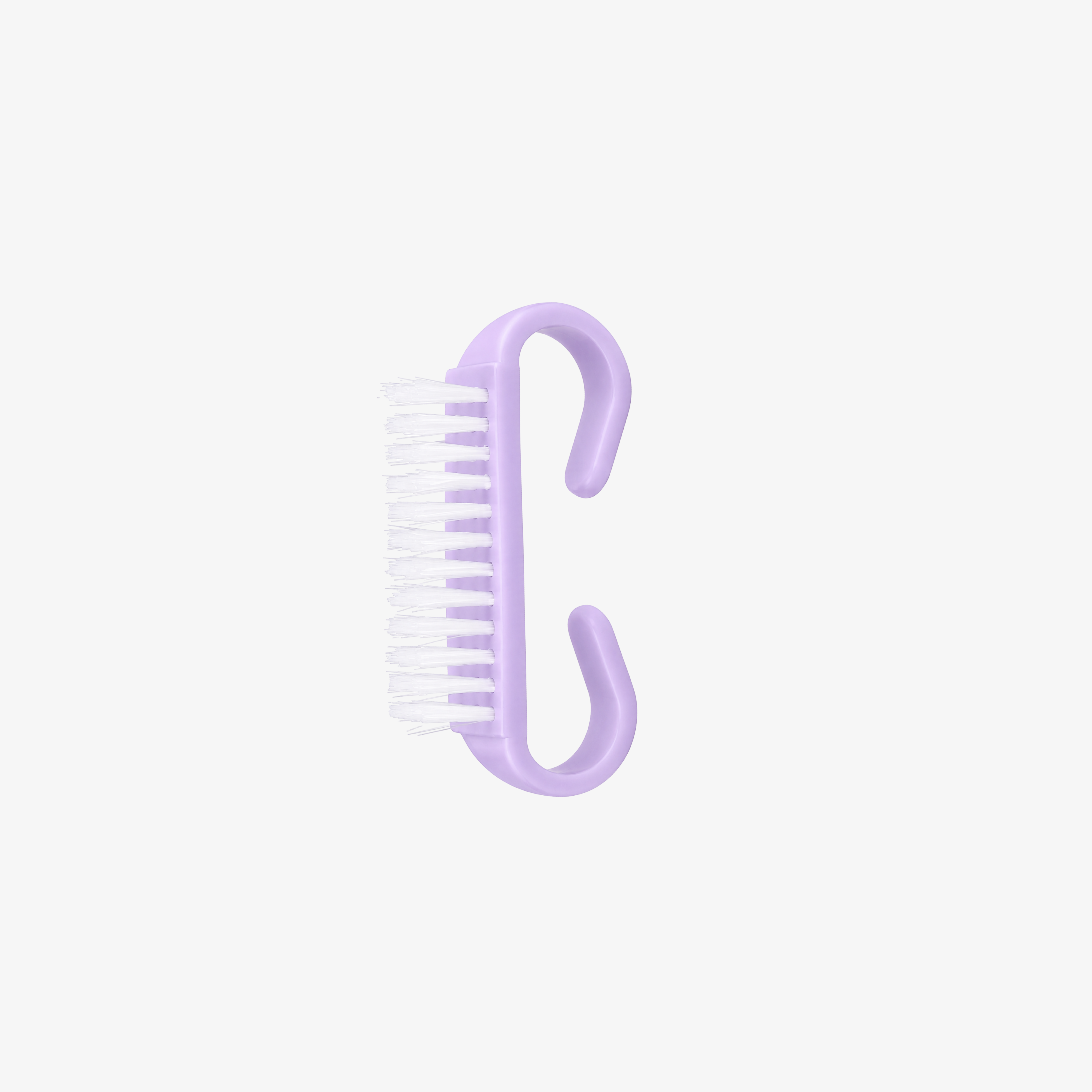 Brosse à ongles violette NAILS FRS aux poils blancs ultra-doux, manche incurvé