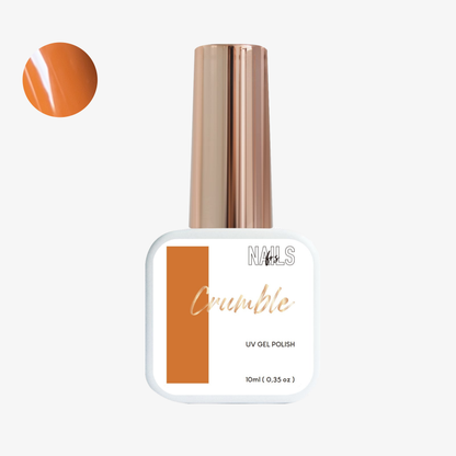 Flacon 10 ml du vernis semi-permanent Crumble NAILS FRS, pastille ronde orange brûlé terracotta