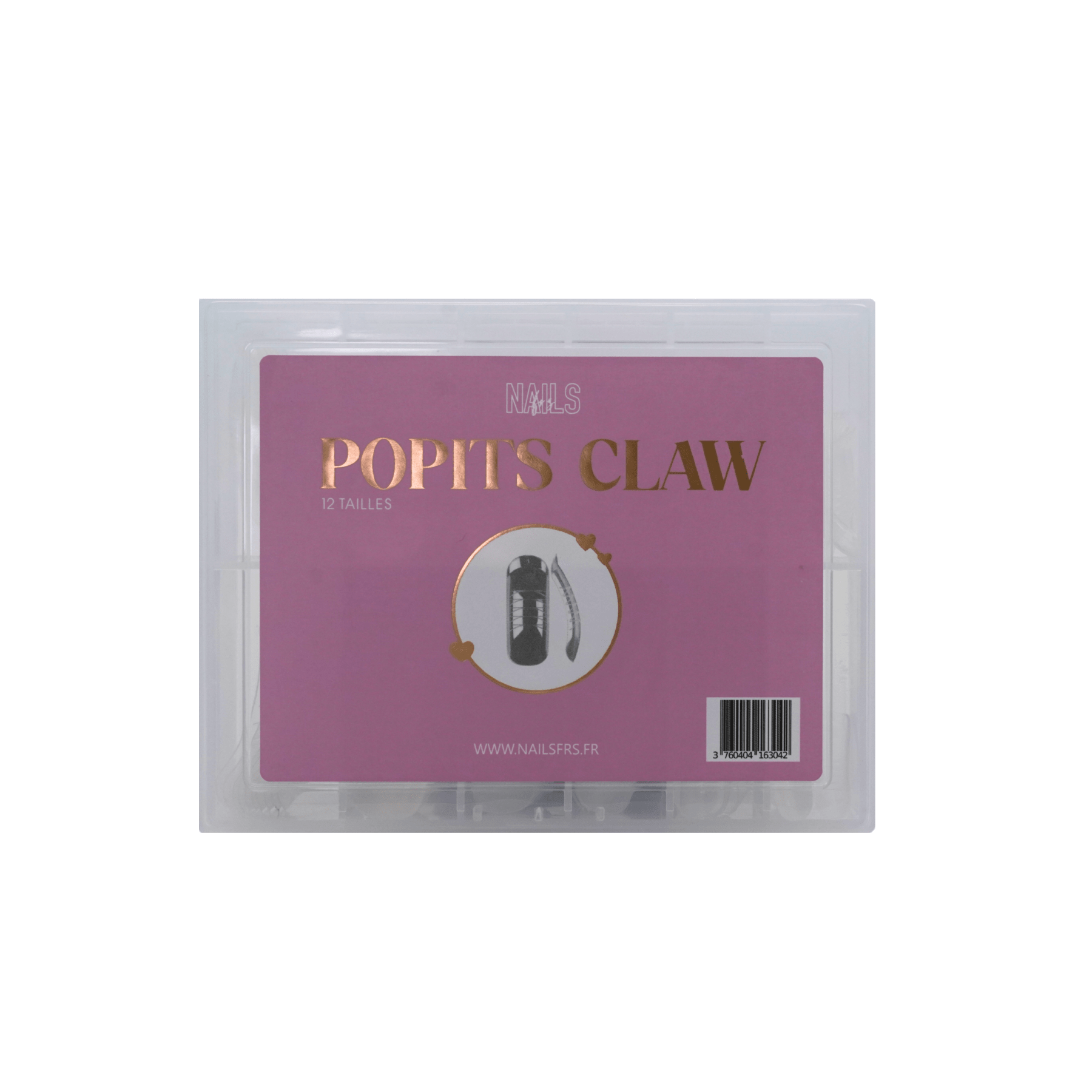 Coffret Popits Claw NAILS FRS, 12 tailles de moules rangées en boîte transparente