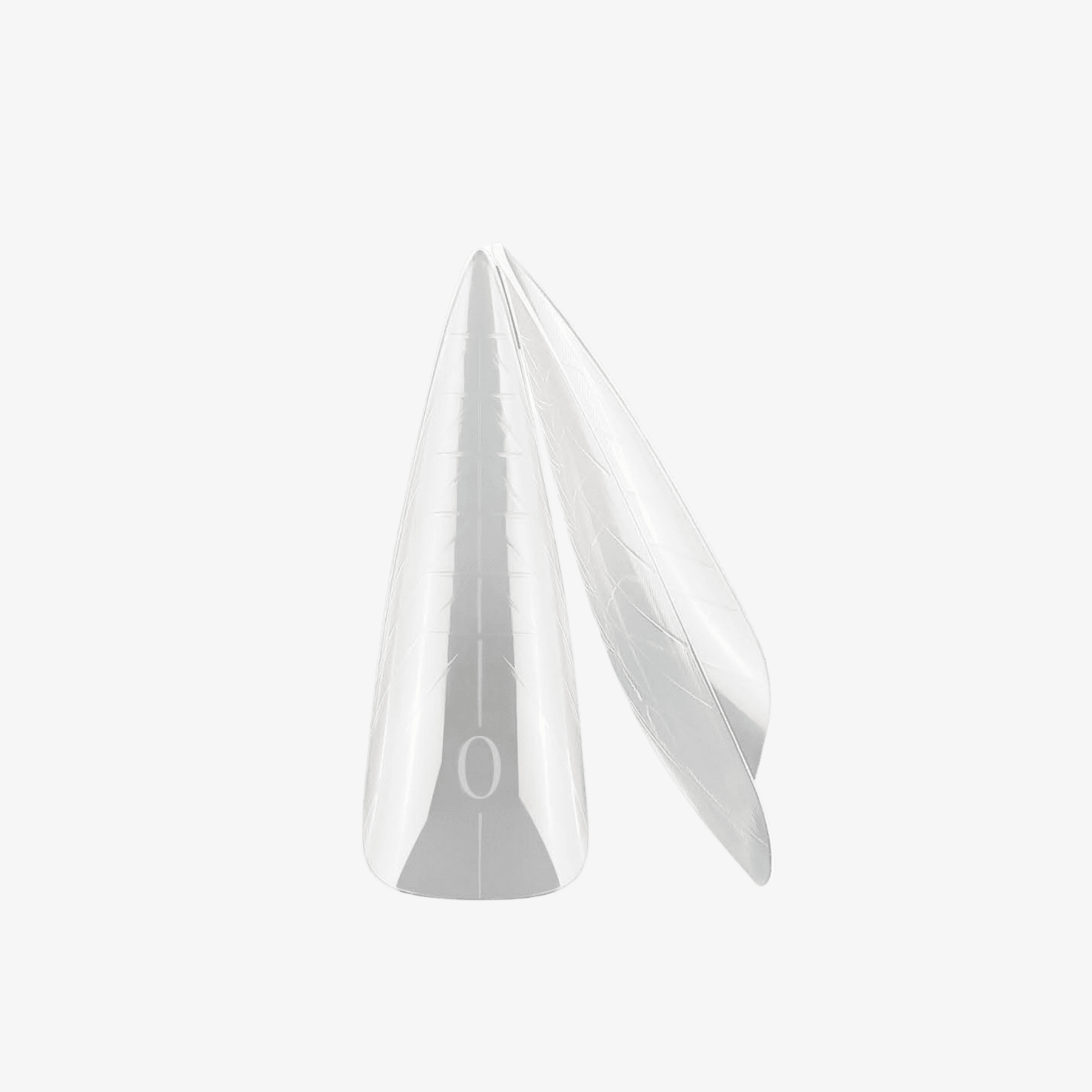 Popits 15 tailles natural amande NAILS FRS, moule transparent amande longue vu de face et de profil